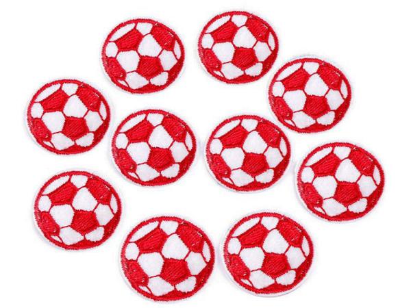 Aufbügler Fußball weiß-rot Ø 3,5 cm